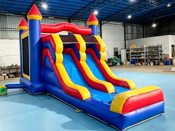 Blue Red Yellow Bounce House side view