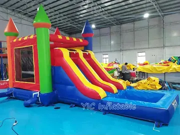 Blue Red Yellow Bounce House commercial attraction view