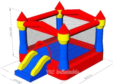 Red Castle Bouncy Castle with Slide commercial attraction view