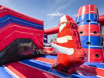 truck themed inflatable bounce-and-slide attraction detail view