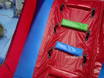 Red and Blue Bounce House with Slide commercial attraction view