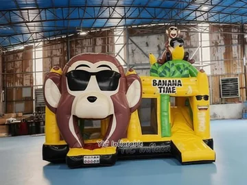 safari themed inflatable bounce-and-slide attraction detail view