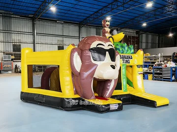 safari themed inflatable bounce-and-slide attraction detail view