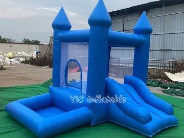 Small Bounce House with Slide and Ball Pit side view
