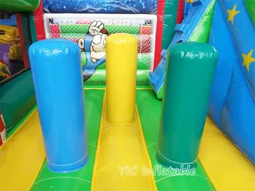 soccer themed inflatable bounce-and-slide attraction detail view