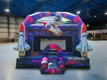 Spaceship Inflatable Jumper with Pool play layout