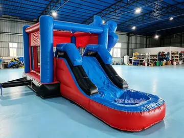 spiderman themed inflatable bounce-and-slide attraction detail view