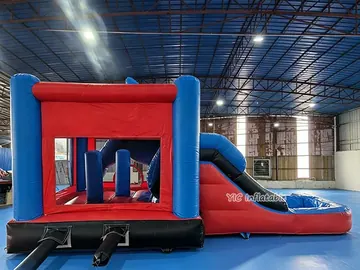 spiderman themed inflatable bounce-and-slide attraction detail view