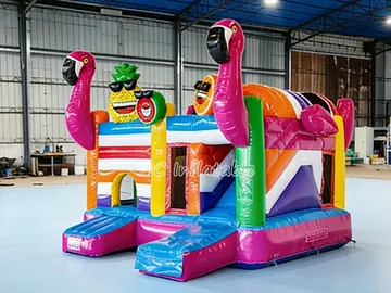 Flamingo Bounce House with Slide play layout
