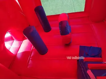 superhero themed inflatable bounce-and-slide attraction detail view