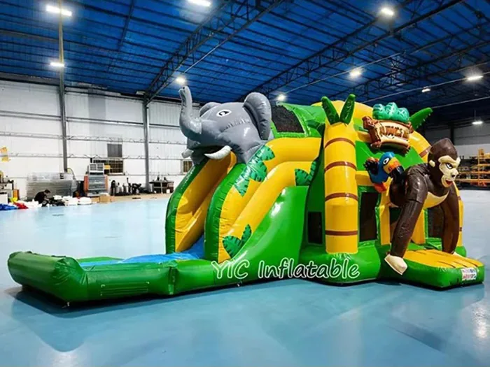Elephant Bounce House with Slide front view