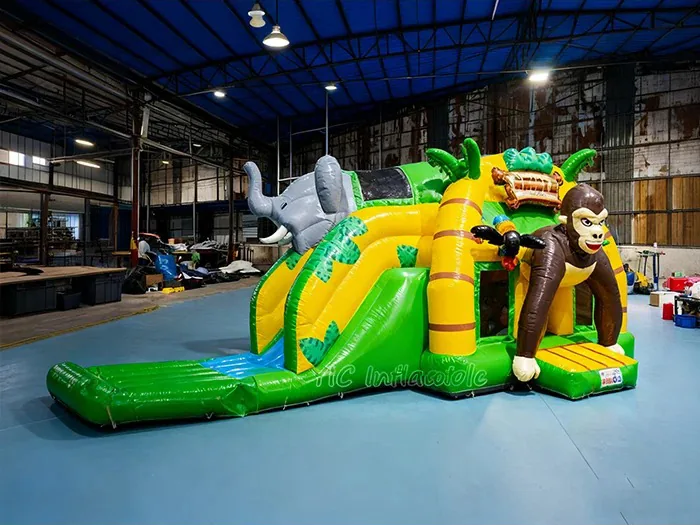 Elephant Bounce House with Slide side view