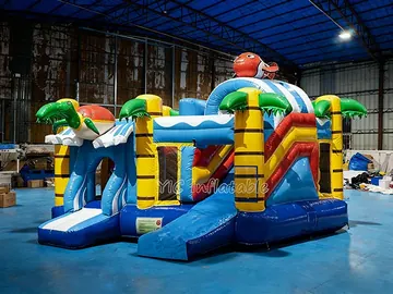 Tropical Bounce House Slide Combo side view