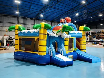 Tropical Bounce House Slide Combo play layout
