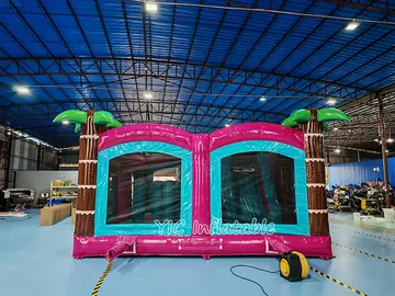 Tropical Double Slide Bounce House detail view