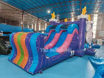Unicorn Bounce House with Slide side view