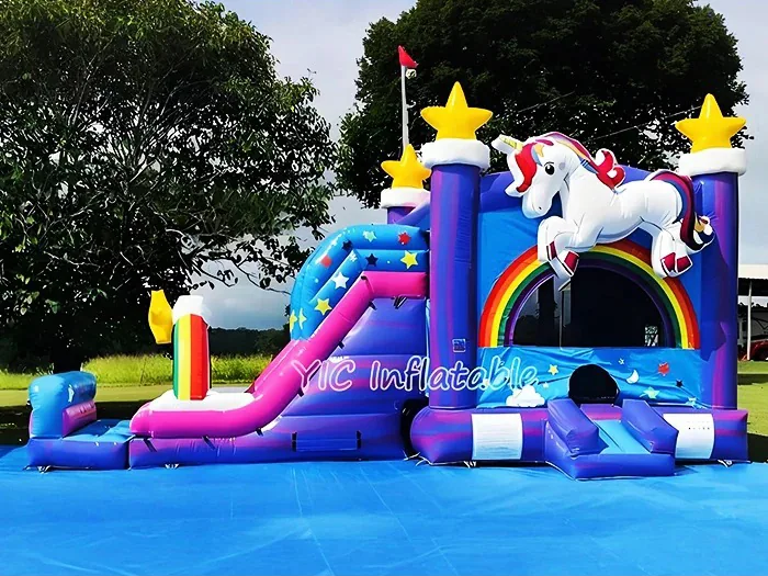 Unicorn Bounce House and Slide side view