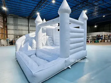 White Castle Bounce House with Slide and Ball Pit play layout