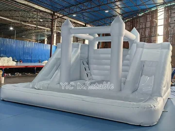 White Double Slide Bounce House play layout