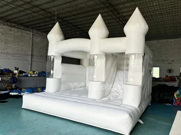 White Castle Bounce House with Balloons side view