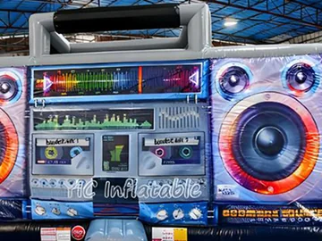 boombox themed inflatable jumper detail view