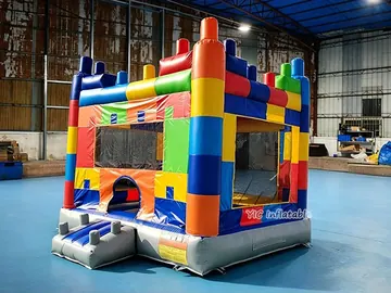 Colorful block theme bounce house detail