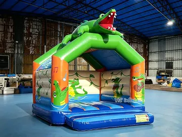 crocodile themed inflatable jumper detail view