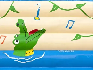 crocodile themed inflatable jumper detail view