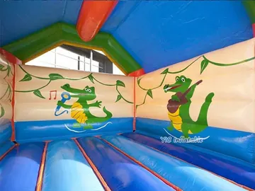crocodile themed inflatable jumper detail view