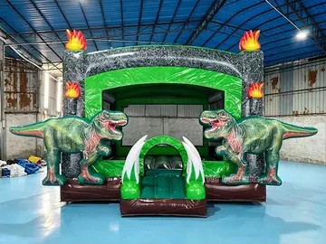 dinosaur themed inflatable jumper detail view