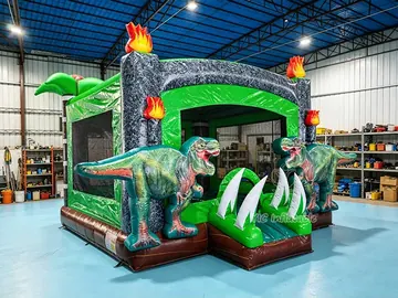 dinosaur themed inflatable jumper detail view