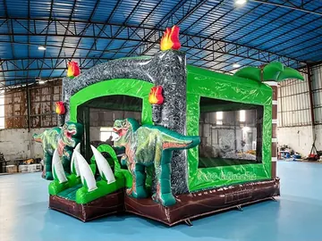 dinosaur themed inflatable jumper detail view