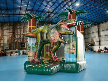 Dinosaur jungle inflatable jumper side view