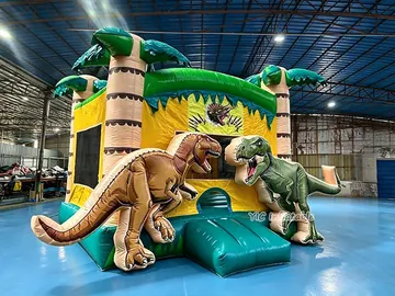 dinosaur themed inflatable jumper detail view