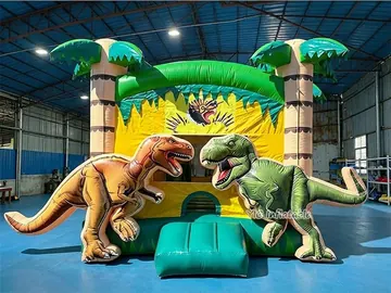 dinosaur themed inflatable jumper detail view