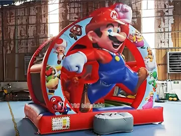 super mario themed inflatable jumper rear view