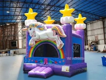 unicorn themed inflatable jumper rear view