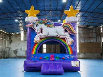 unicorn themed inflatable jumper detail view
