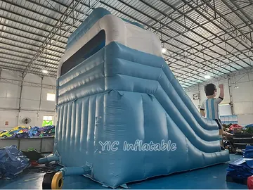 football themed standalone inflatable slide detail view