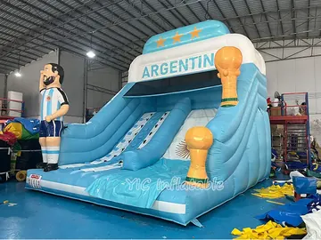 football themed standalone inflatable slide detail view