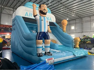 football themed standalone inflatable slide detail view