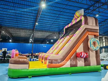 candy themed standalone inflatable slide detail view