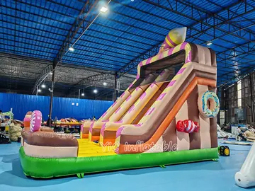 candy themed standalone inflatable slide detail view
