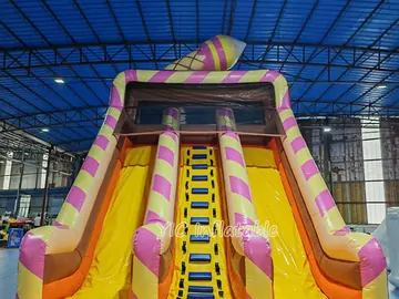 candy themed standalone inflatable slide detail view