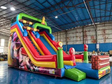 super mario themed standalone inflatable slide detail view