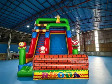 super mario themed standalone inflatable slide detail view
