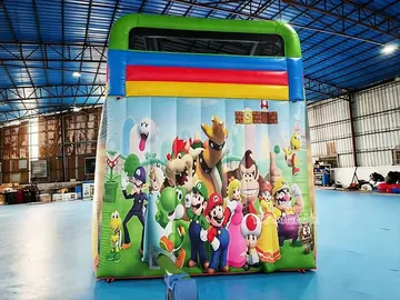 super mario themed standalone inflatable slide detail view