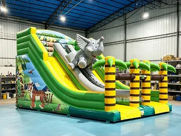 elephant themed standalone inflatable slide detail view