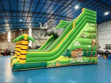 elephant themed standalone inflatable slide detail view