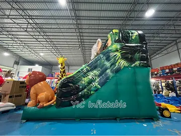 jungle themed standalone inflatable slide detail view